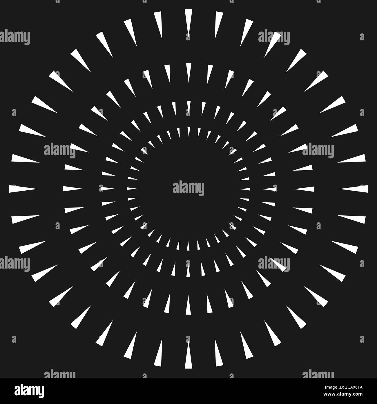 Radial, concentric, circular triangles shape, design element, icon ...