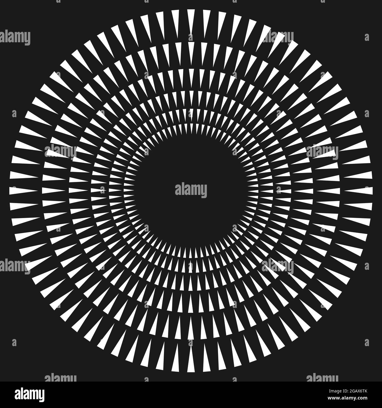 Radial, concentric, circular triangles shape, design element, icon ...