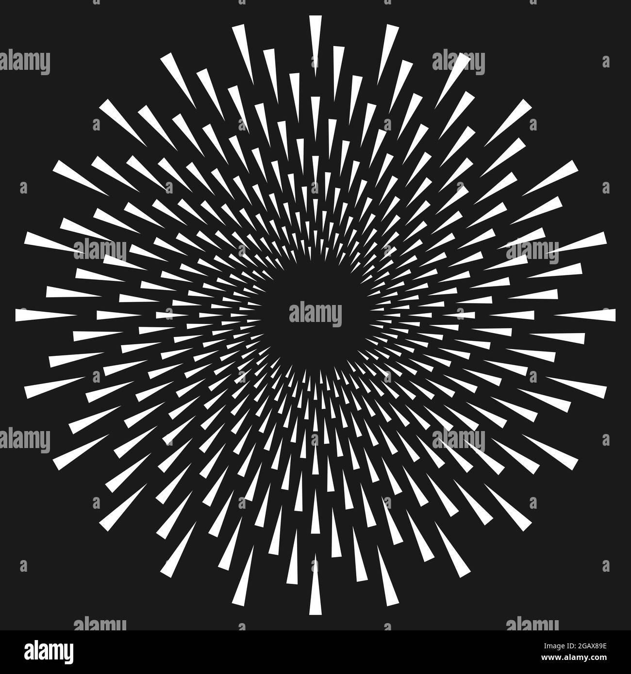 Radial, concentric, circular triangles shape, design element, icon ...