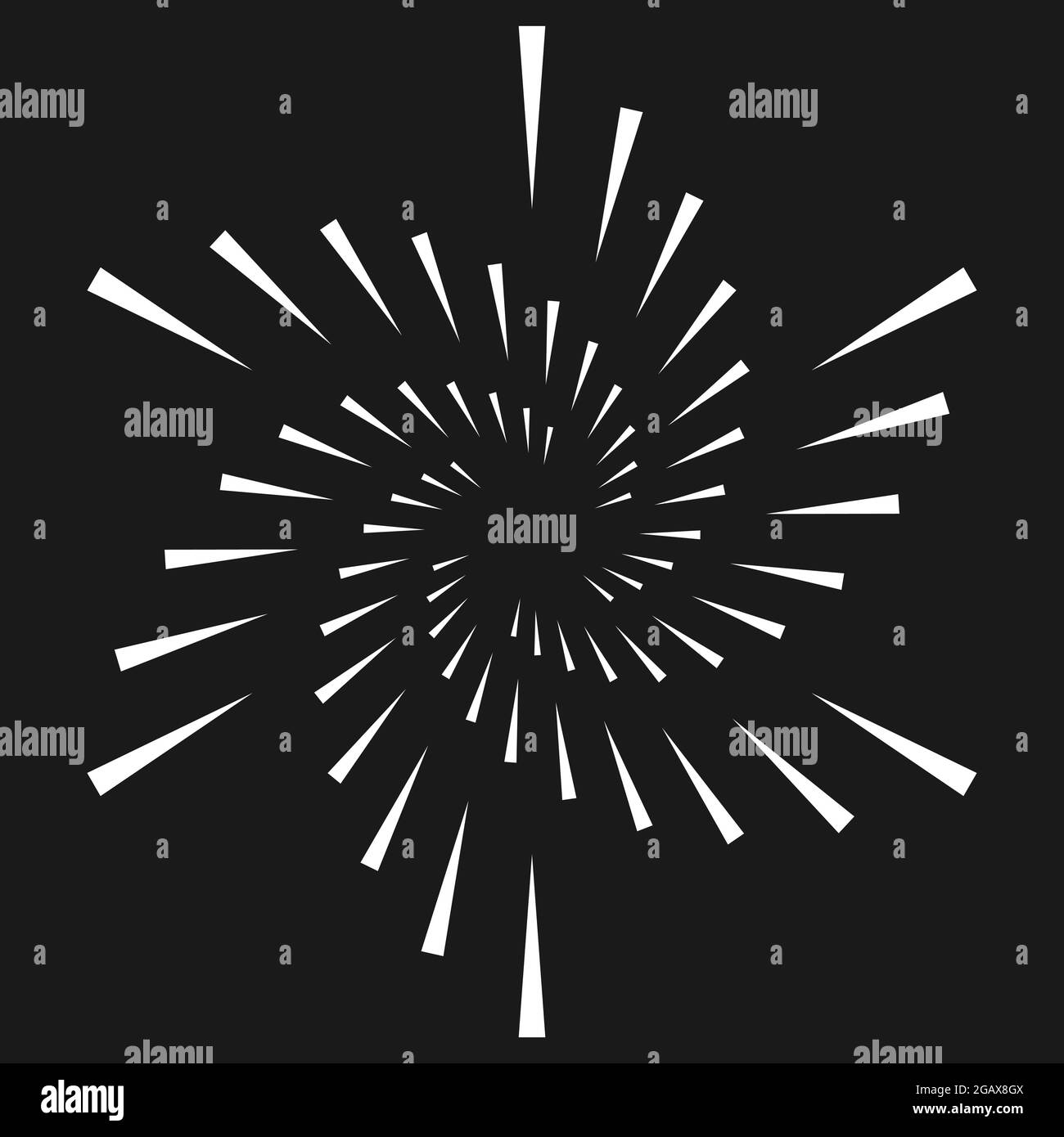 Radial, concentric, circular triangles shape, design element, icon ...