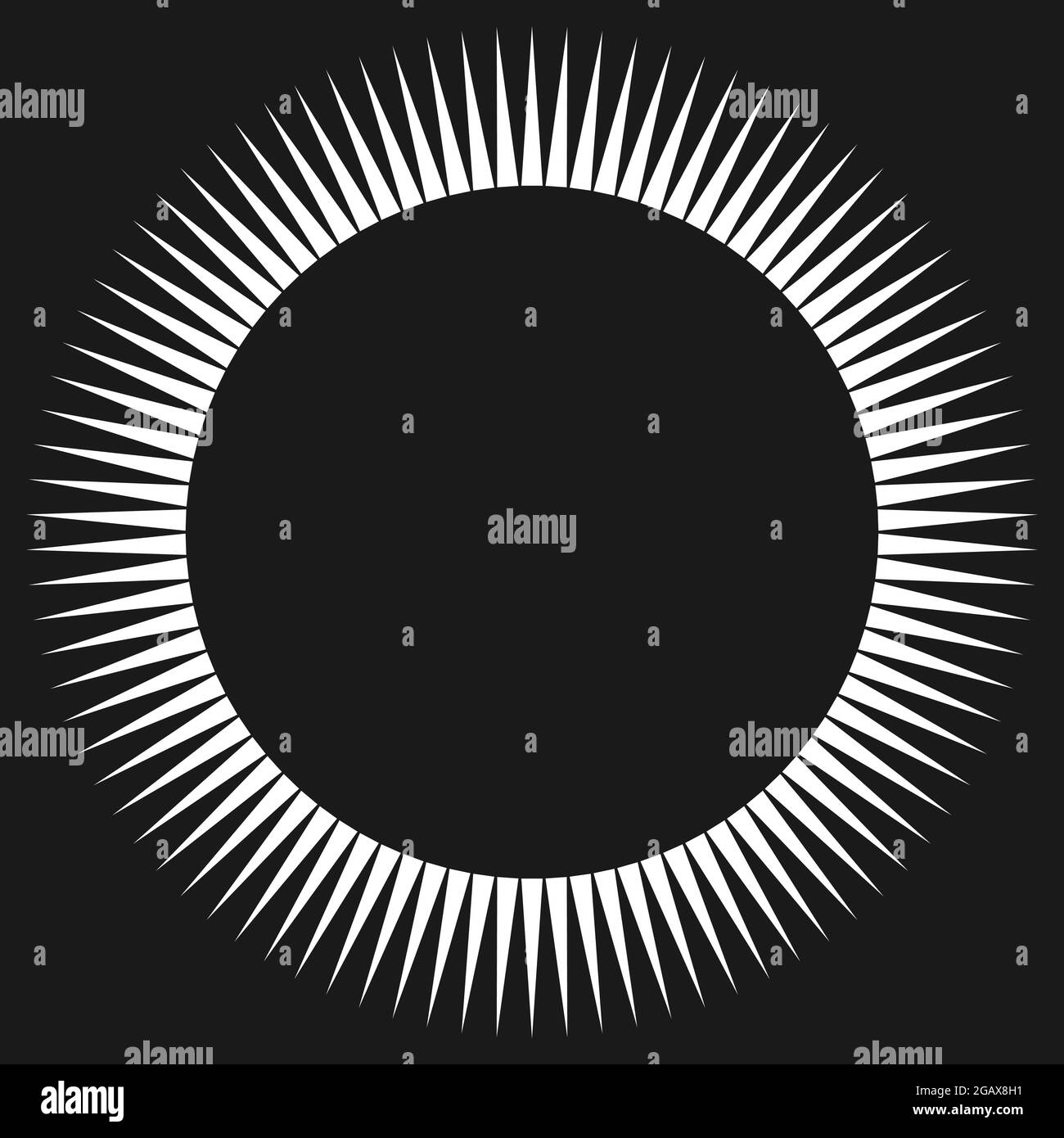 Radial, concentric, circular triangles shape, design element, icon ...