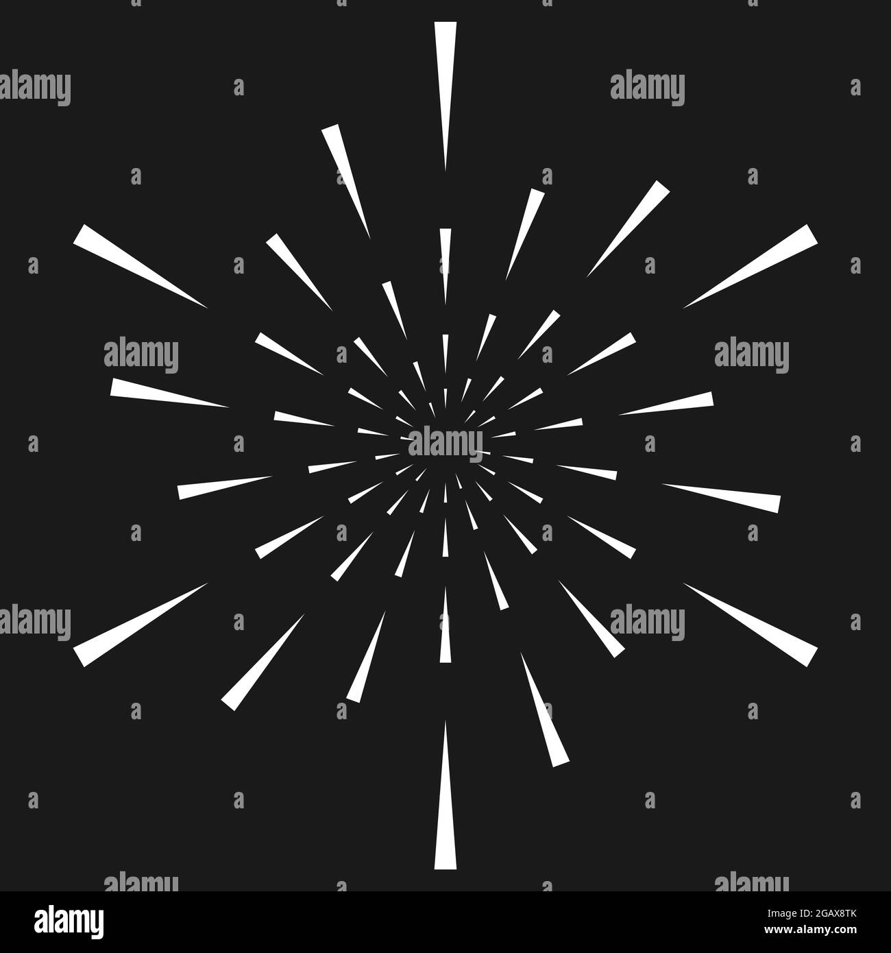 Radial, concentric, circular triangles shape, design element, icon ...