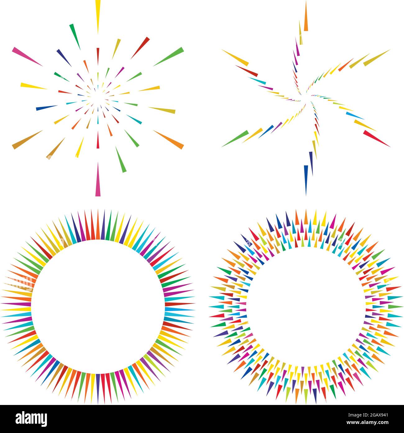 Radial, concentric, circular triangles shape, design element, icon ...