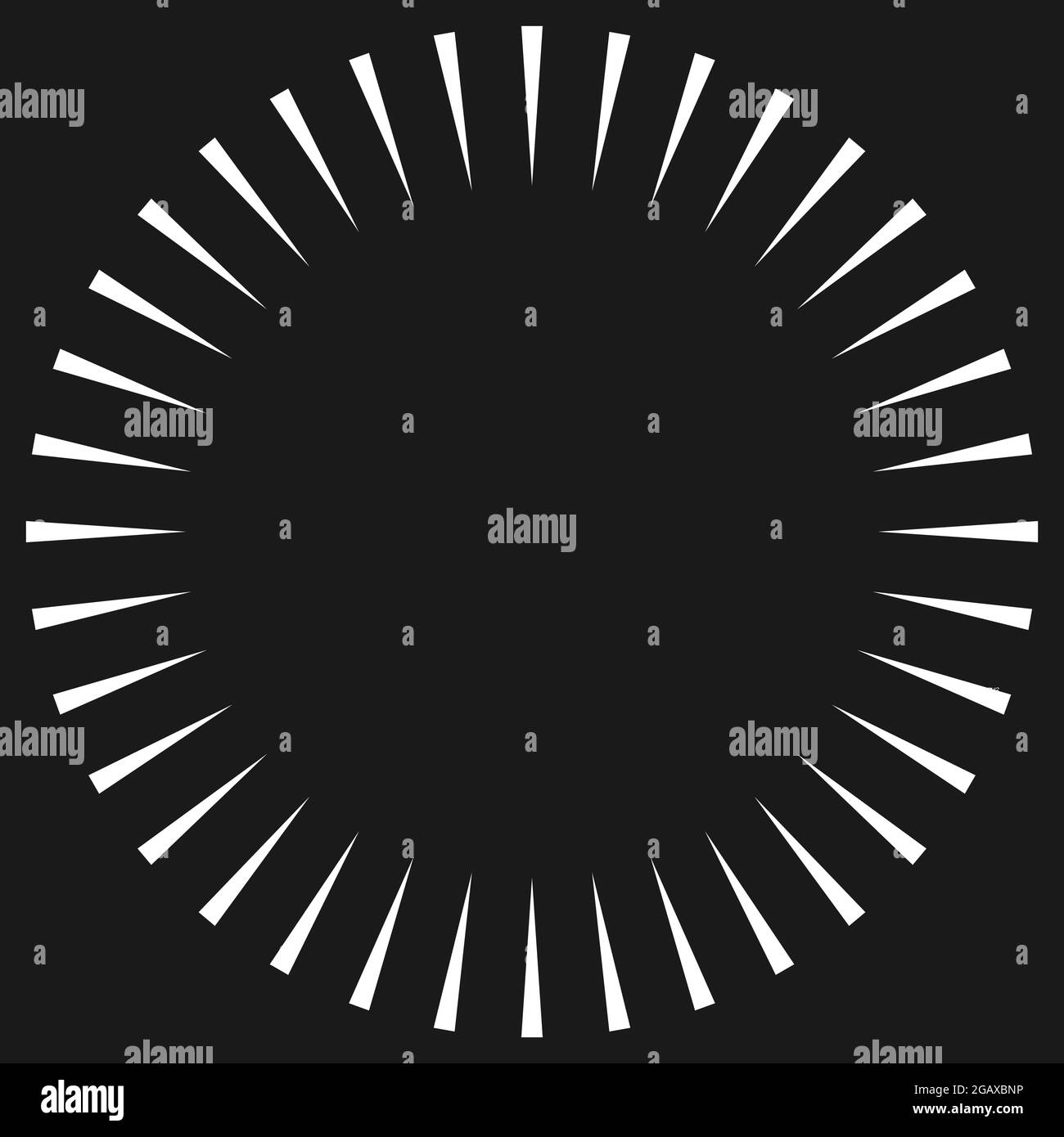 Radial, concentric, circular triangles shape, design element, icon ...
