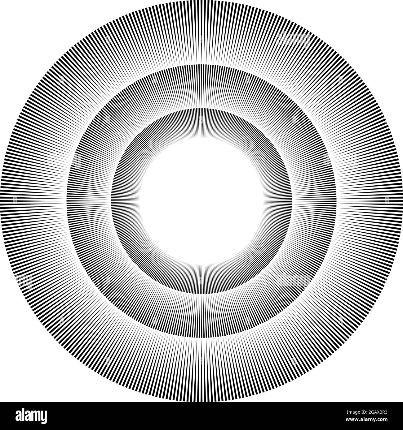Radial, concentric, circular triangles shape, design element, icon ...