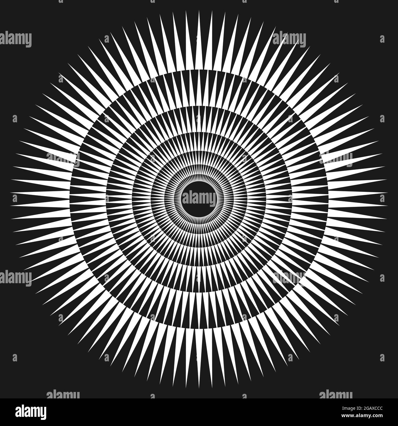 Radial, concentric, circular triangles shape, design element, icon ...