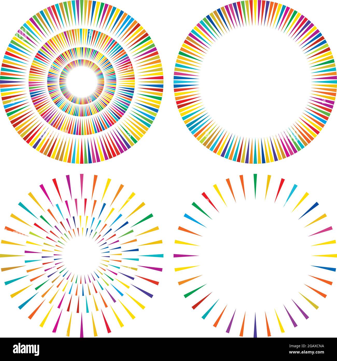 Radial, concentric, circular triangles shape, design element, icon ...