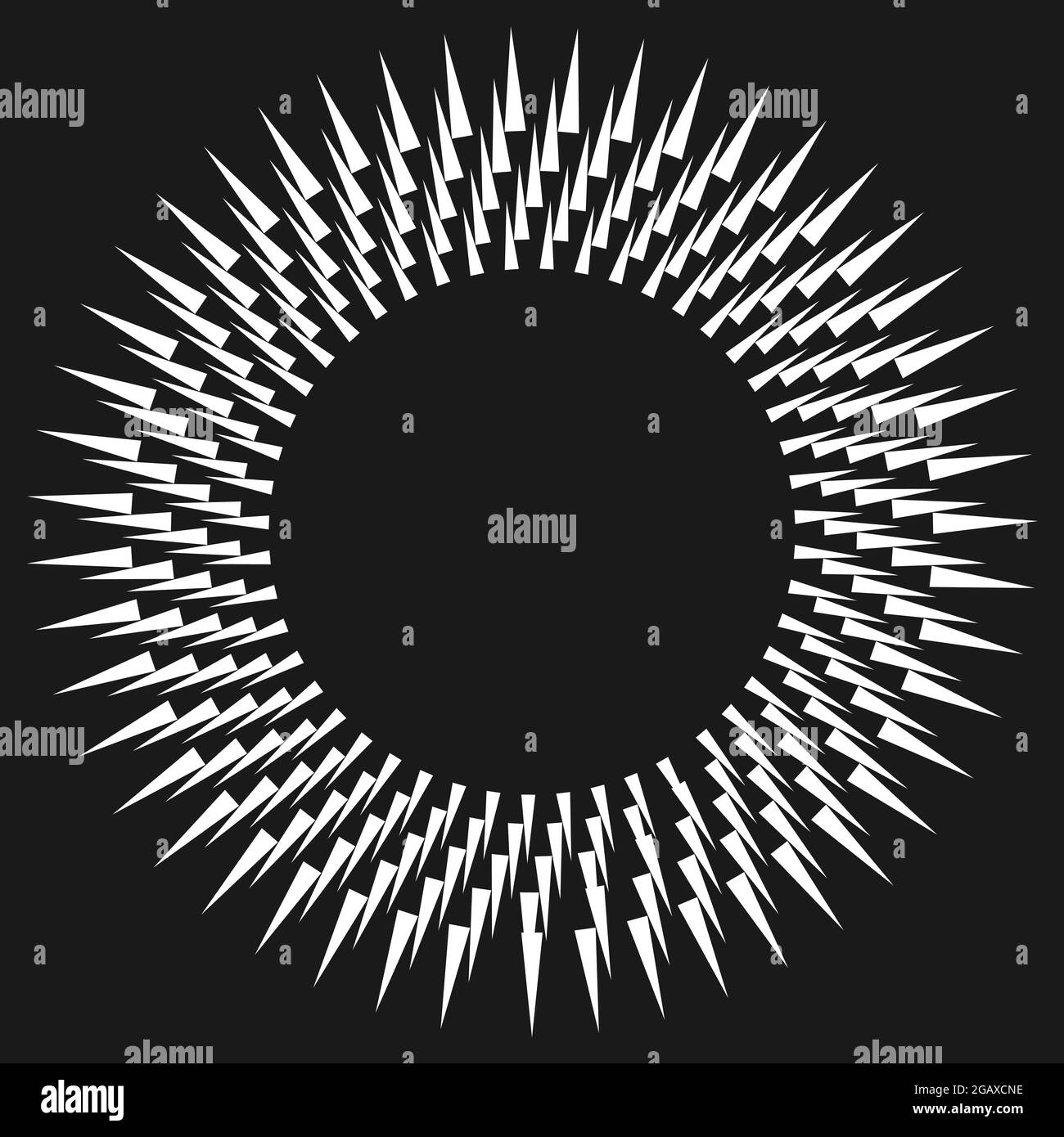 Radial, concentric, circular triangles shape, design element, icon ...