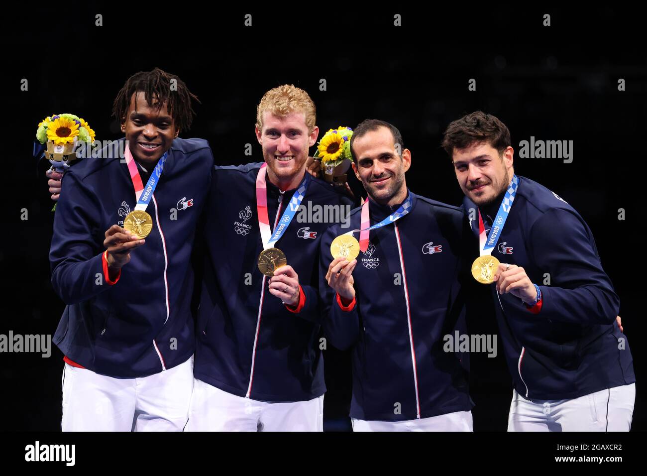 Philippe Riboud Chiba, Japan. 1st Aug, 2021. France team group (FRA) Fencing : Men's ...