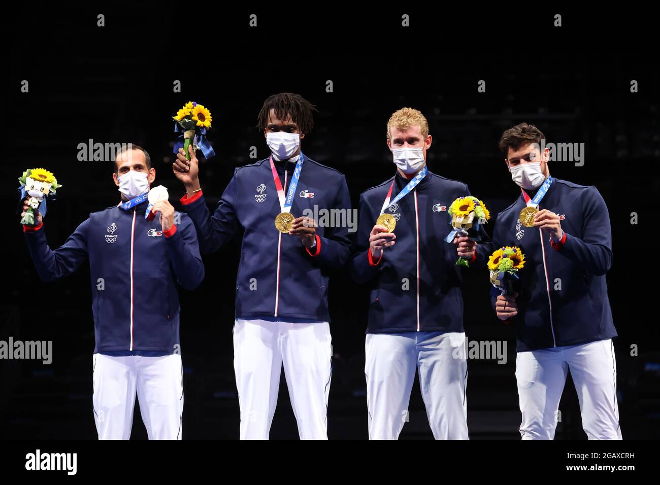 Philippe Riboud Chiba, Japan. 1st Aug, 2021. France team group (FRA) Fencing : Men's ...