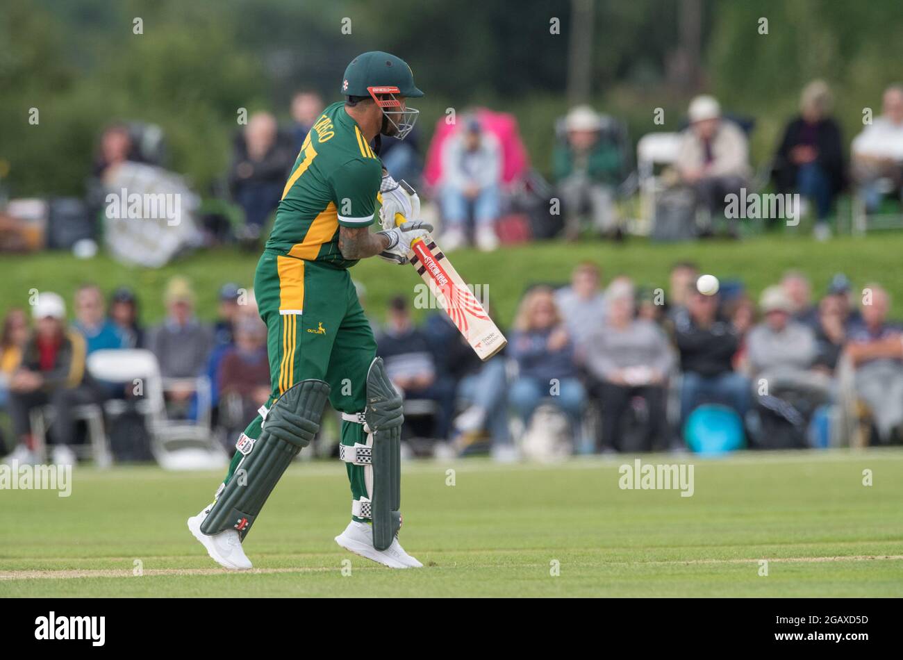 John Fretwell Sporting Complex, Mansfield, Nottinghamshire, UK. 1st August 2021. Group B Nottinghamshire Outlaws take on Leicestershire Foxes at the John Fretwell Sporting Complex in the Royal London One-day Cup Credit: Alan Beastall/Alamy Live News. Stock Photo