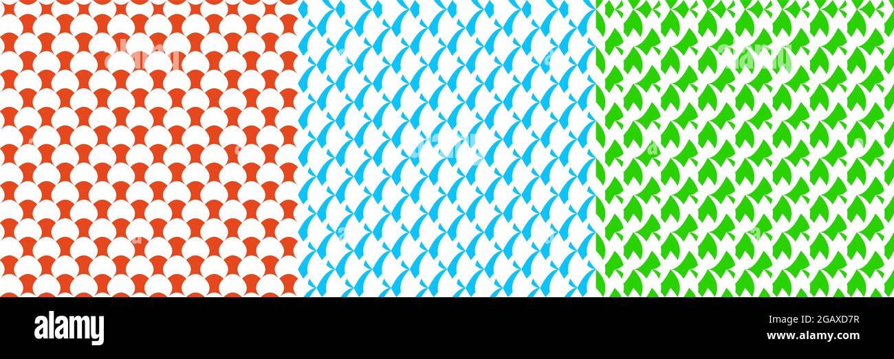 Set of 3 seamlessly repeatable, repetitive geometric pattern ...