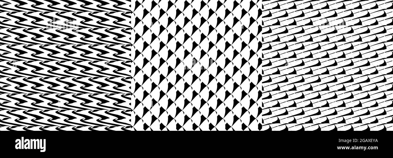 Set of 3 seamlessly repeatable, repetitive geometric pattern ...