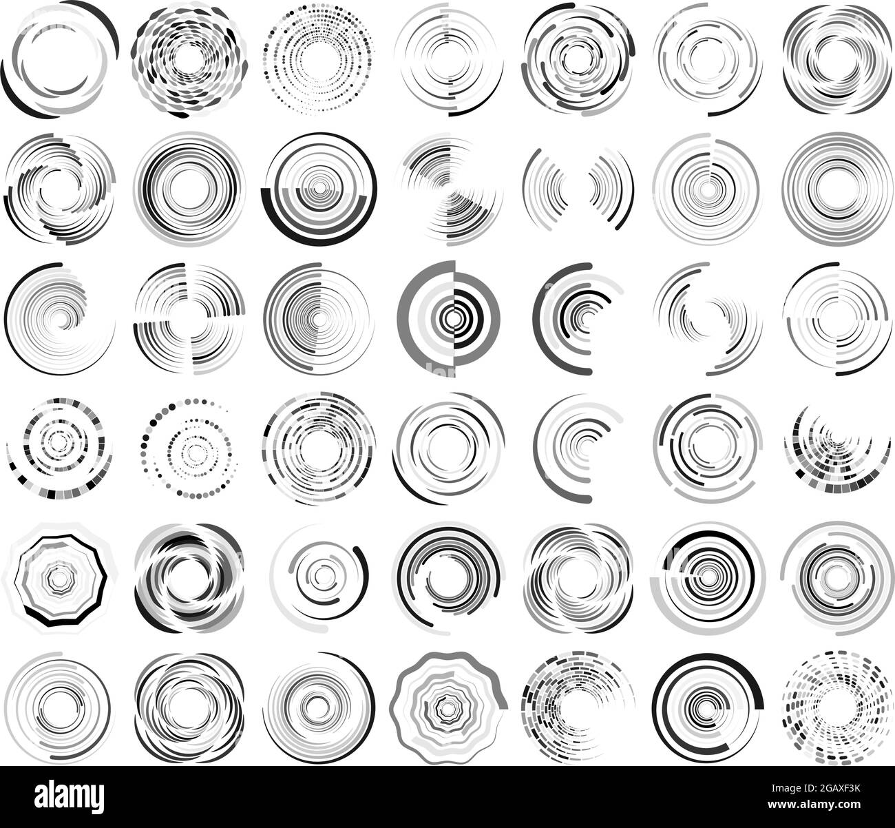 Spiral, swirl, twirl, vortex icon, shape. Concentric circles, rings ...