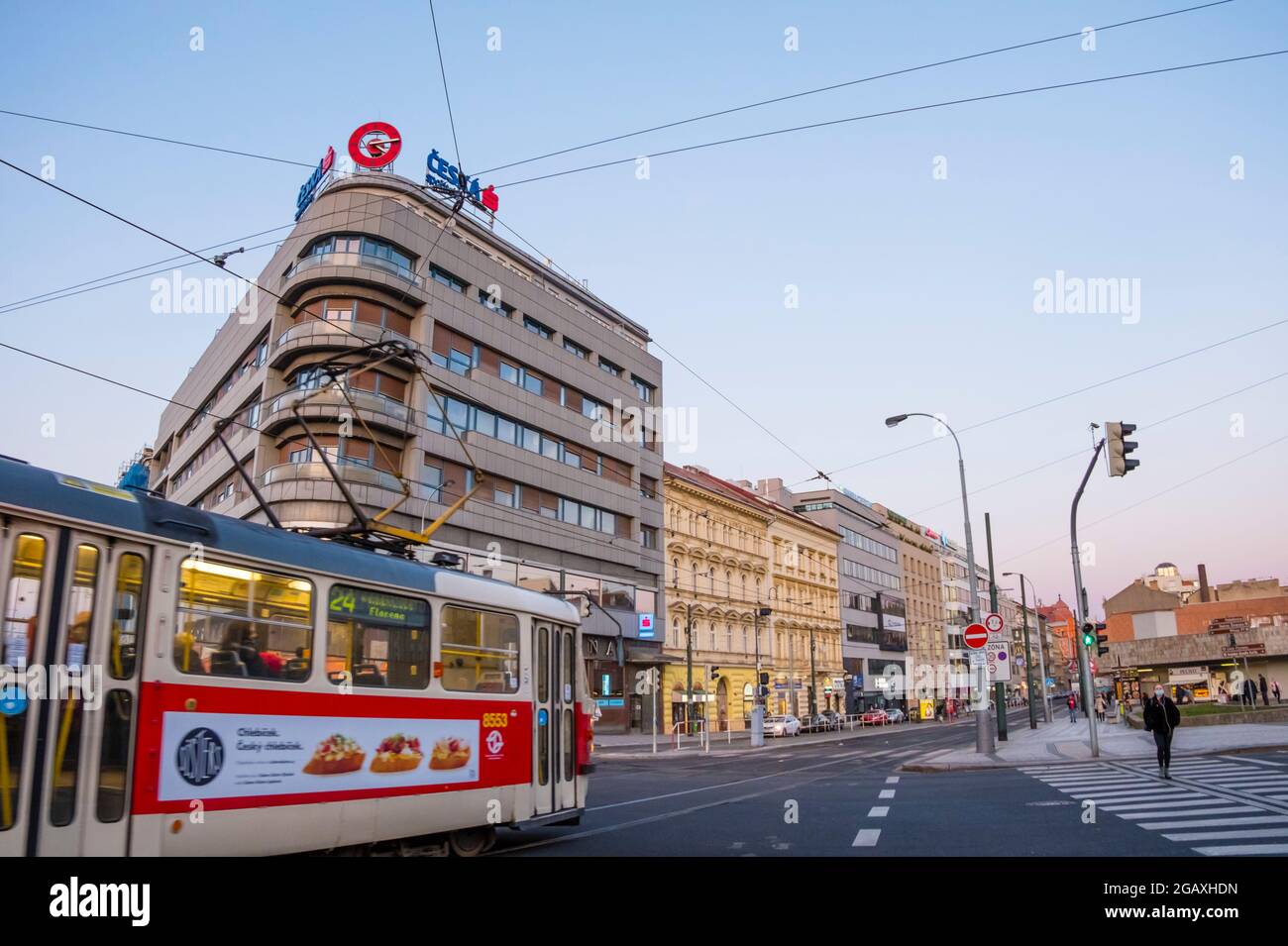 Corner of Sokolovska and Na Florenci streets, Florenc, Prague, Czech Republic Stock Photo