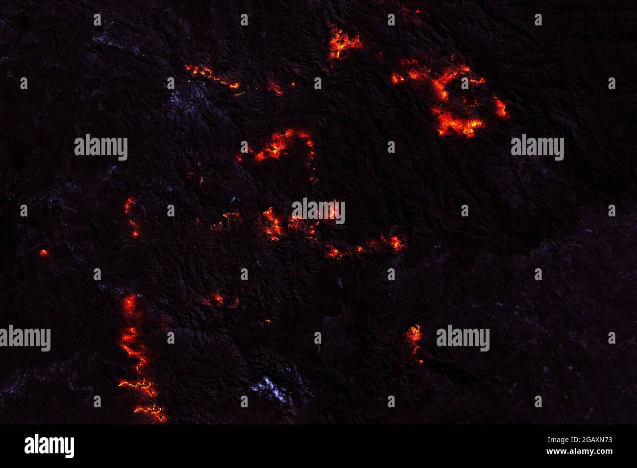 Forest fire from space. Elements of this image were furnished by NASA. Stock Photo