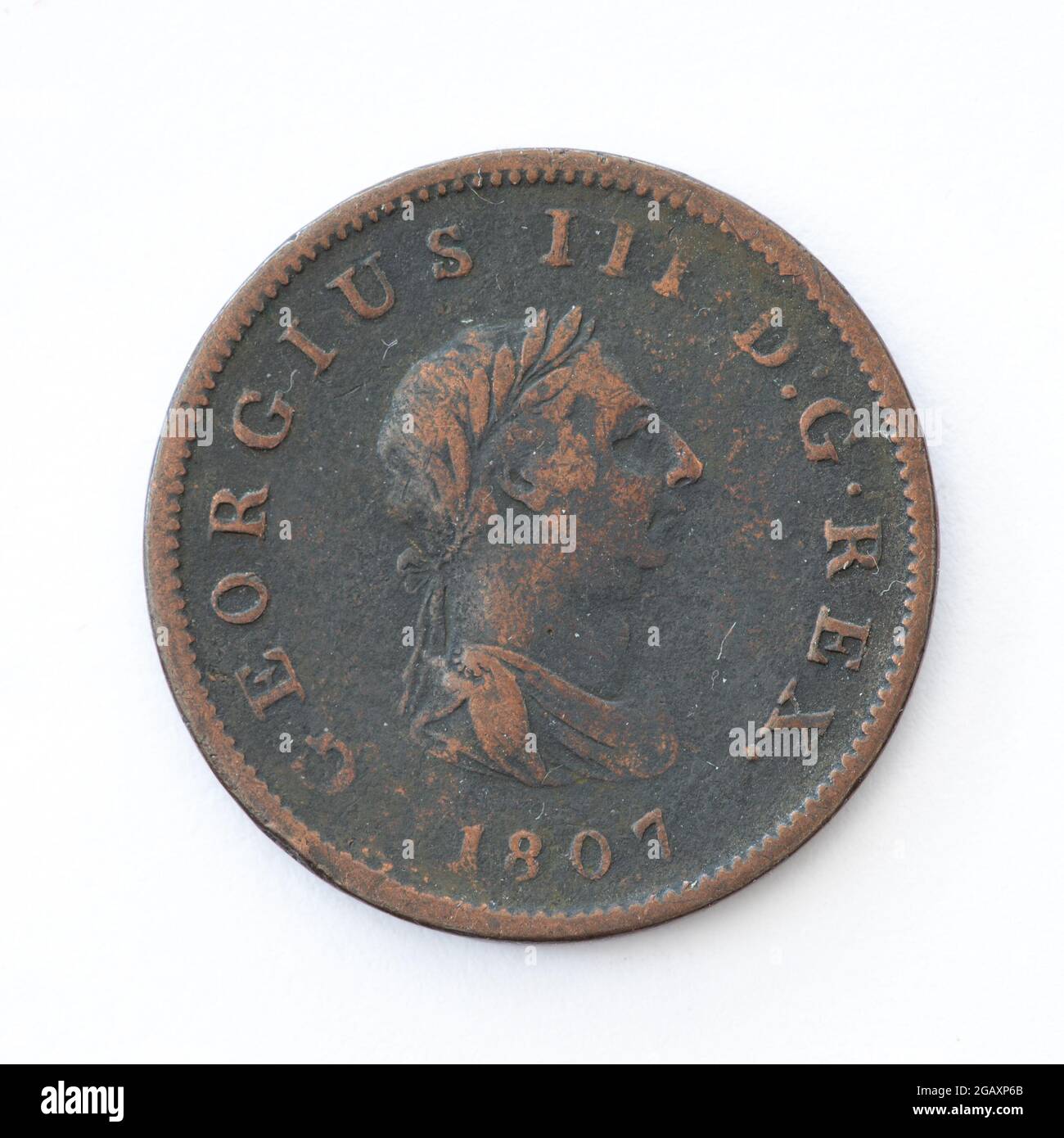 George III Penny 1807 - 4th issue - designed by Küchler - Reverse Stock Photo
