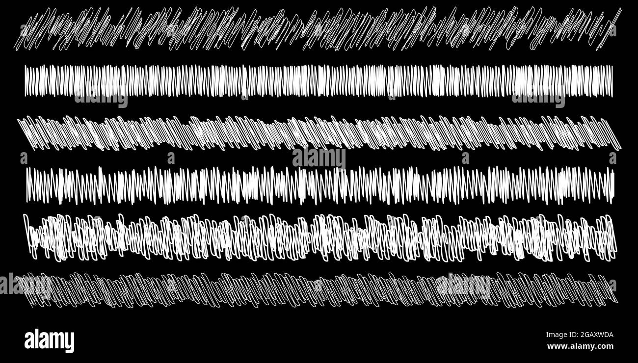 Scribble, sketch, sketchy doodle horizontal line dividers. Wavy, waving ...