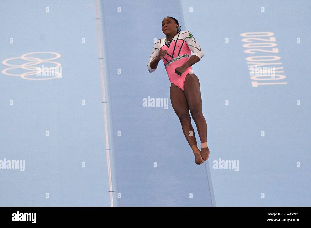 Tokyo, Japan. 01st Aug, 2021. Rebeca Andrade, of Brazil, performs on the Vault in the women's Artistic Gymnastics Individual Apparatus final at the Ariake Gymnastics Centre at the Tokyo Olympic Games in Tokyo, Japan, on Sunday, August 1, 2021. Rebeca Andrade won gold, Mykayla Skinner, of United States, silver, and Seojeong Yeo, of South Korea, the bronze. Photo by Richard Ellis/UPI Credit: UPI/Alamy Live News Stock Photo