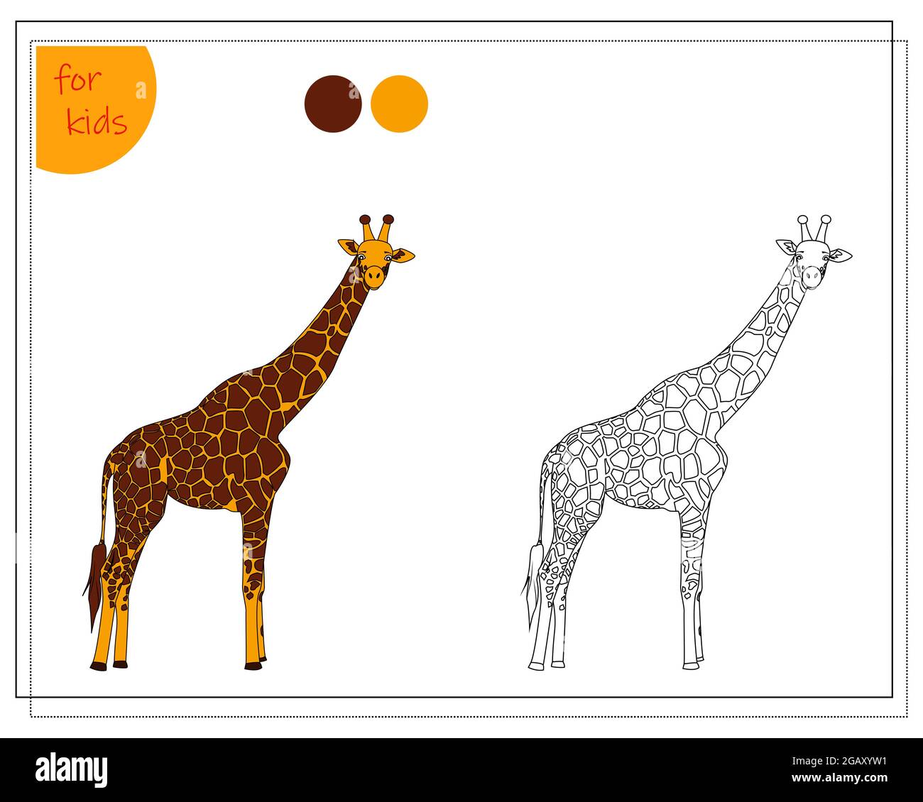 coloring book for kids, color the giraffe. vector isolated on a white background Stock Vector