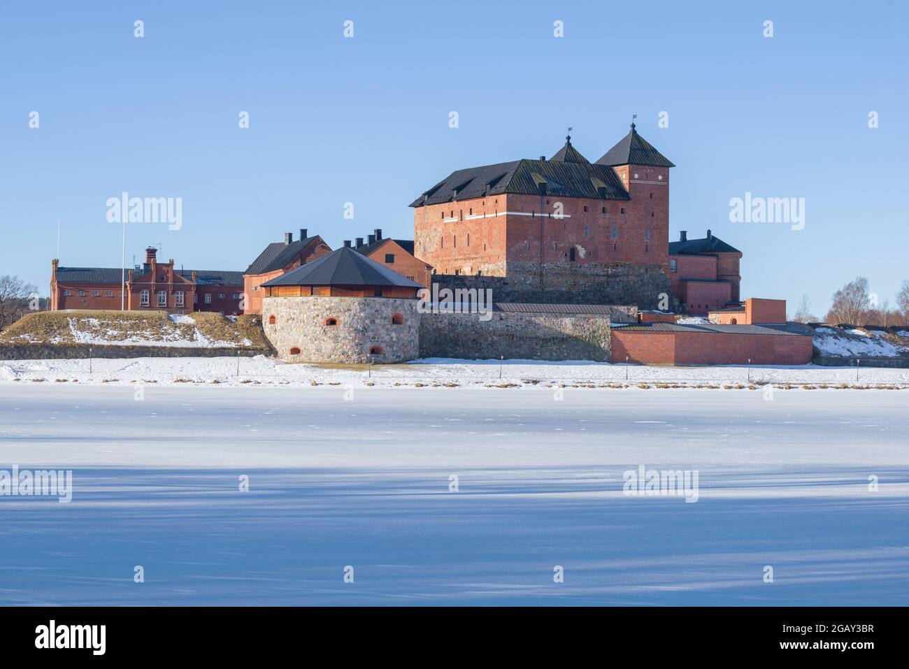 The ancient fortress of Hameenlinna on a March morning. Finland Stock Photo