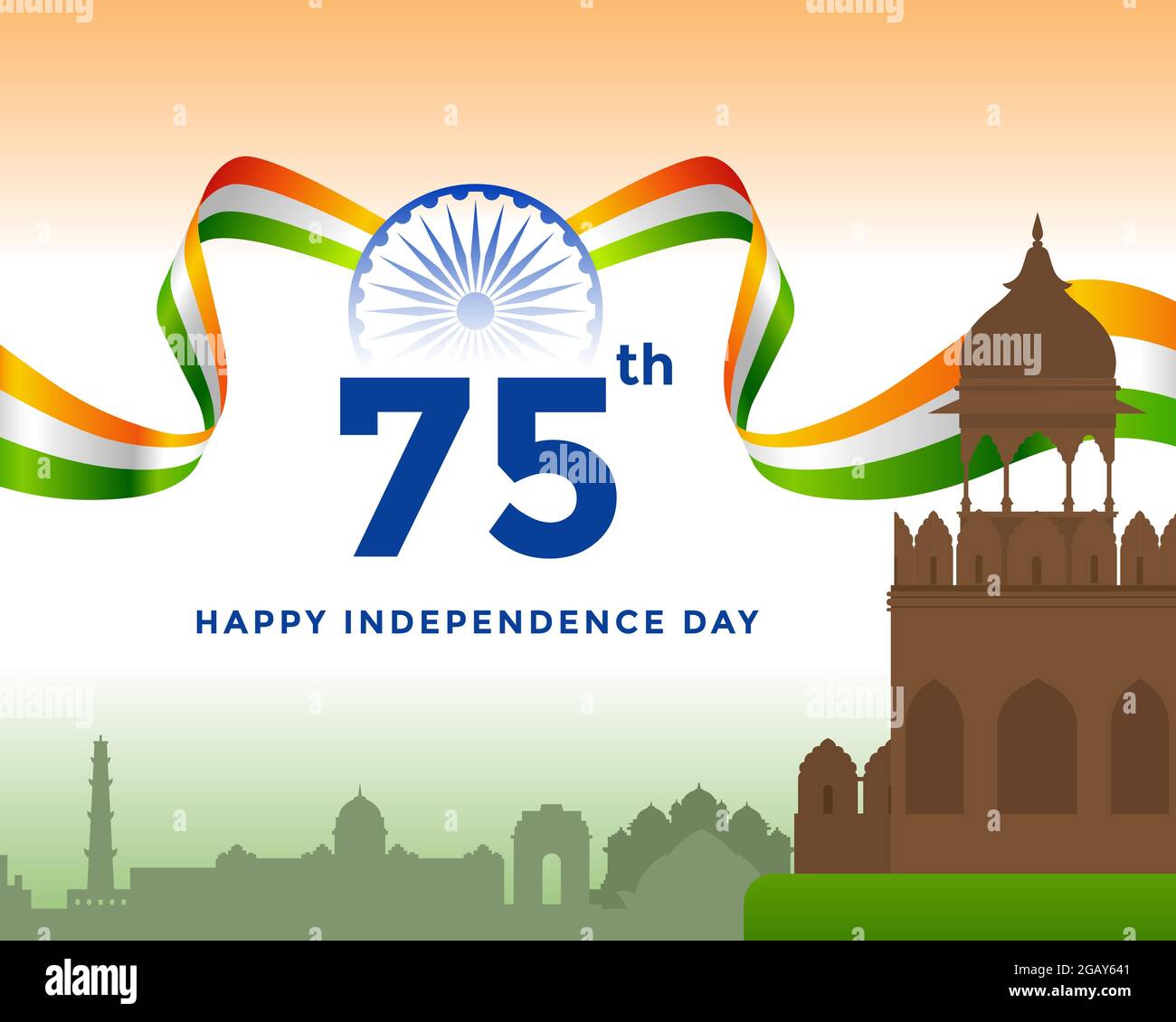 75th Independence day of India greeting with tricolor Indian flag. 15th August template for website and social media Stock Vector Image &amp; Art - Alamy