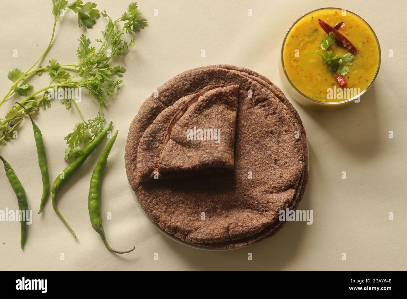 Indian flatbread made of finger millet flour. Served with a fire