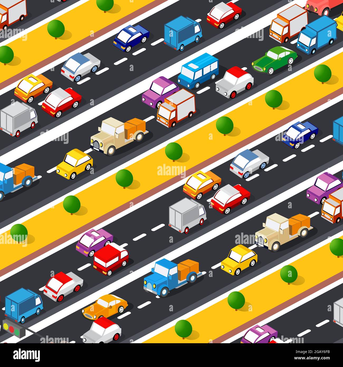 Highway Lifestyle illustration of the city Traffic Vehicles Stock Vector