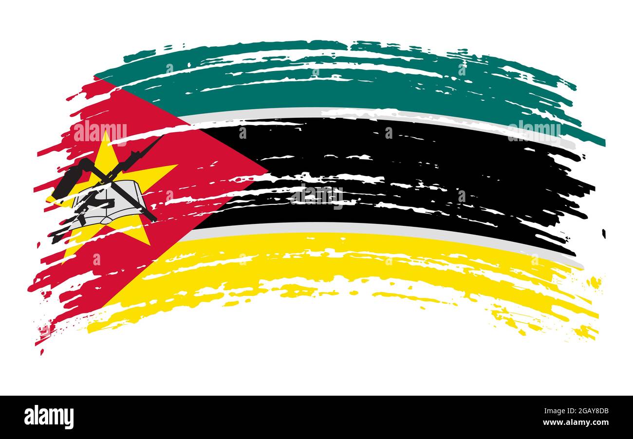 Mozambique flag in grunge brush stroke, vector image Stock Vector Image