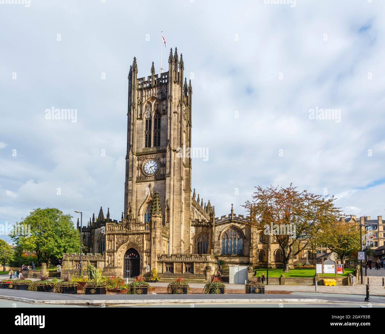 View of Anglican Manchester Cathedral in Victoria Street, Manchester, north-west England, UK Stock Photo