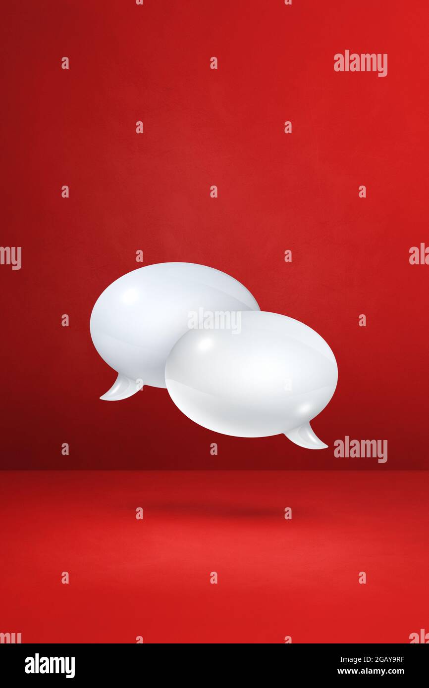 3D white speech bubbles isolated on red vertical background Stock Photo ...