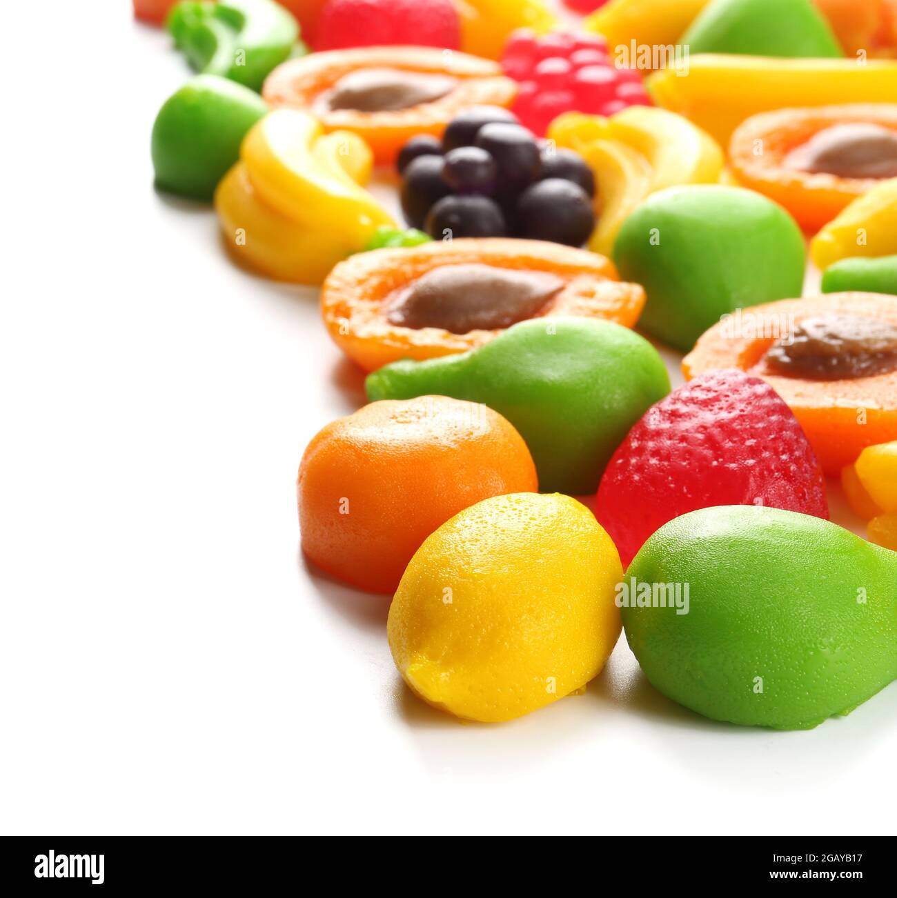 Fruit jelly candies isolated on white Stock Photo Alamy