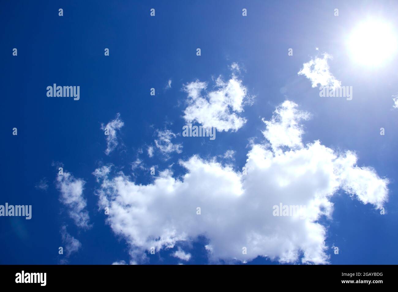 Blue sky with the white clouds Stock Photo