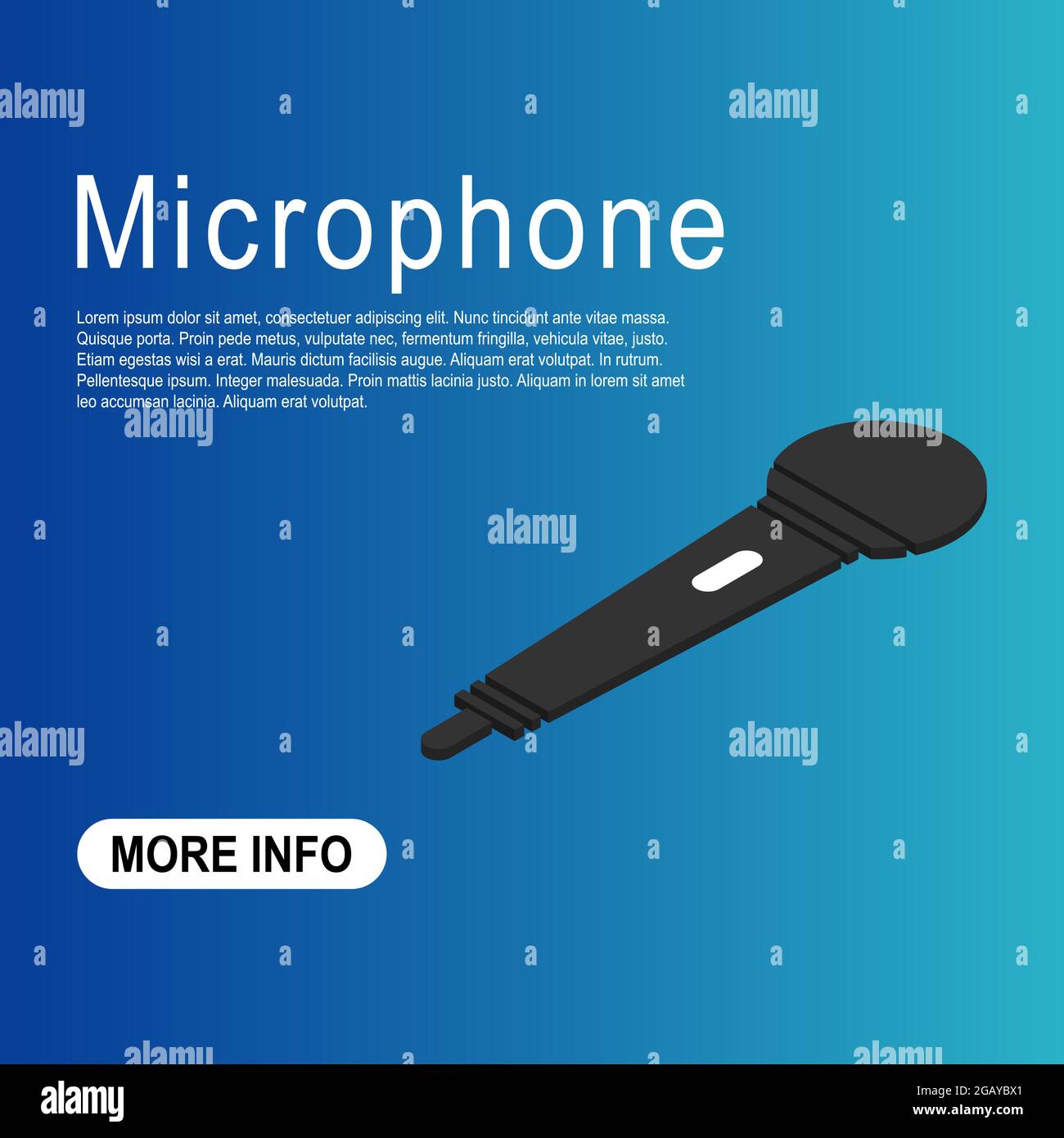 Microphone isometric icon, audio speech symbol, record concert sign ...