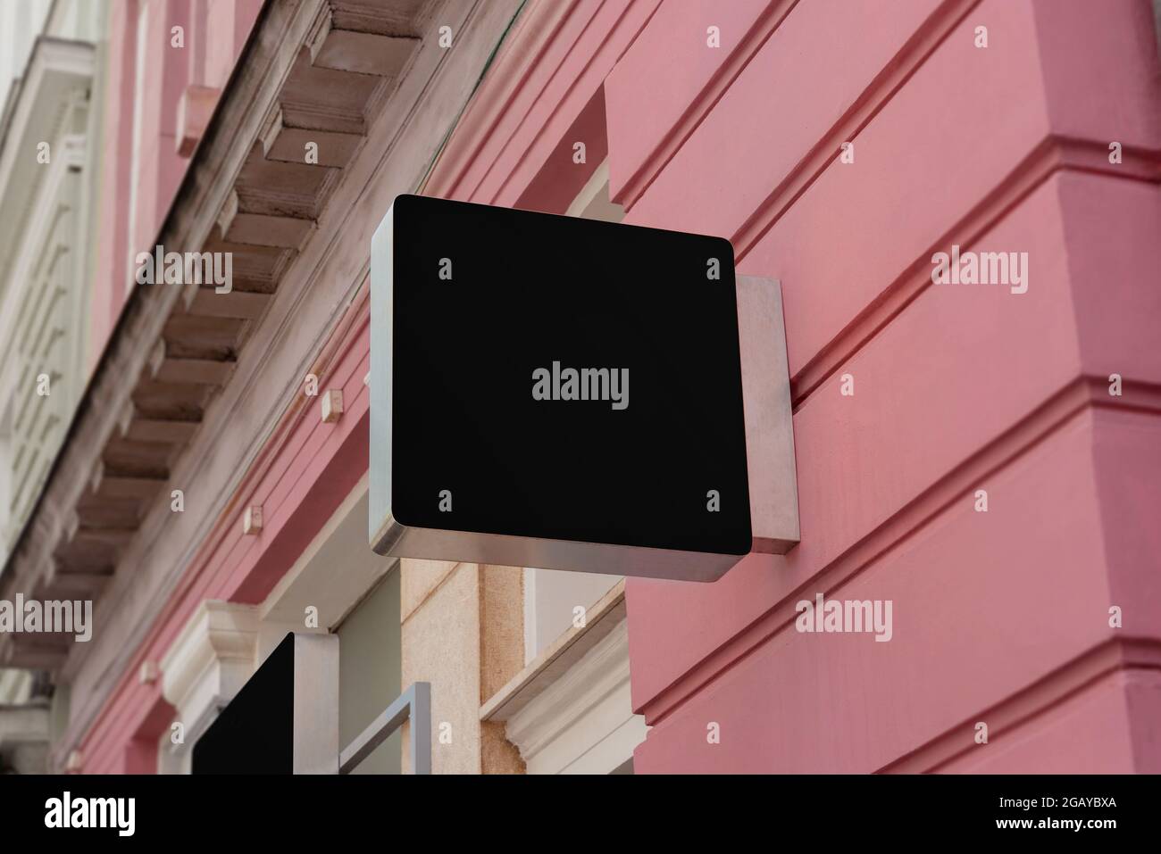 Small blank square street sign for logo mockup Stock Photo - Alamy