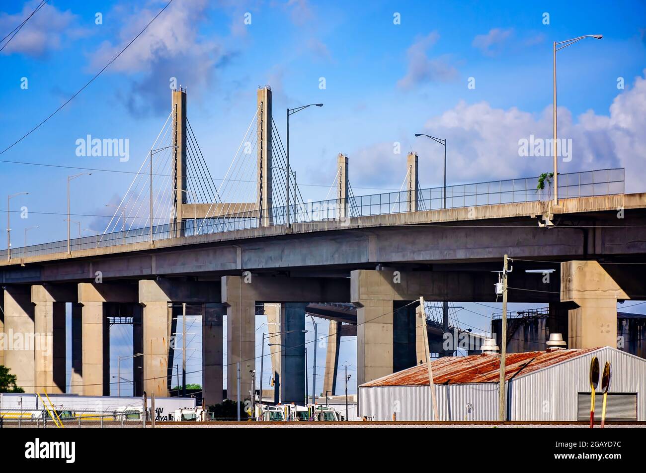 The Cochrane-Africatown USA Bridge, often called the Africatown Bridge, is pictured, June 26, 2021, in Mobile, Alabama. Stock Photo