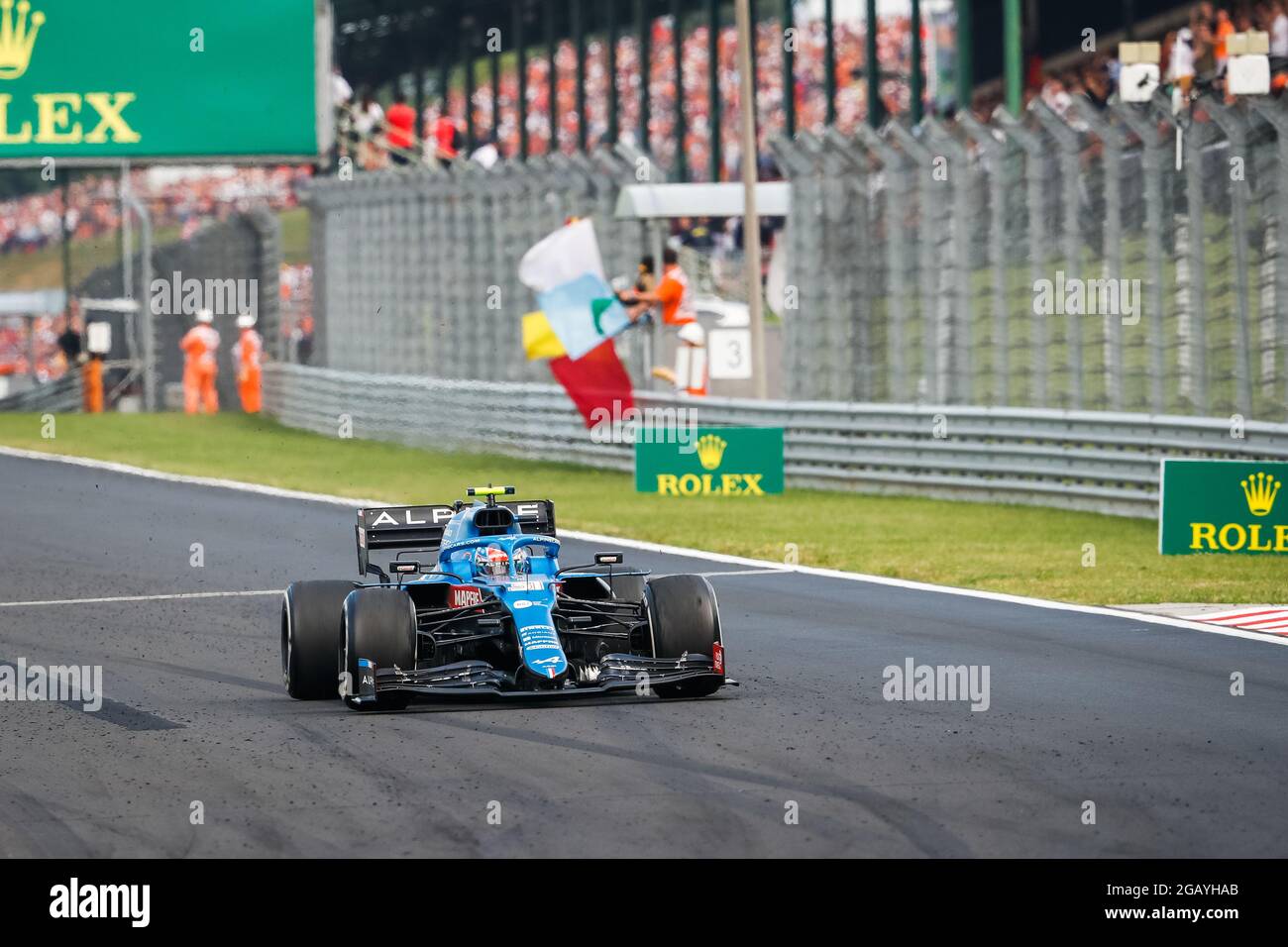 31 Ocon Esteban Fra Alpine F1 A521 Action First Win During The Formula 1 Magyar Nagydij 2021 Hungarian Grand Prix 11th Round Of The 2021 Fia Formula One World Championship From July<script async src=