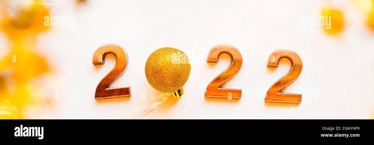 Happy New year 2022 with space copy on gold glitter background Stock ...