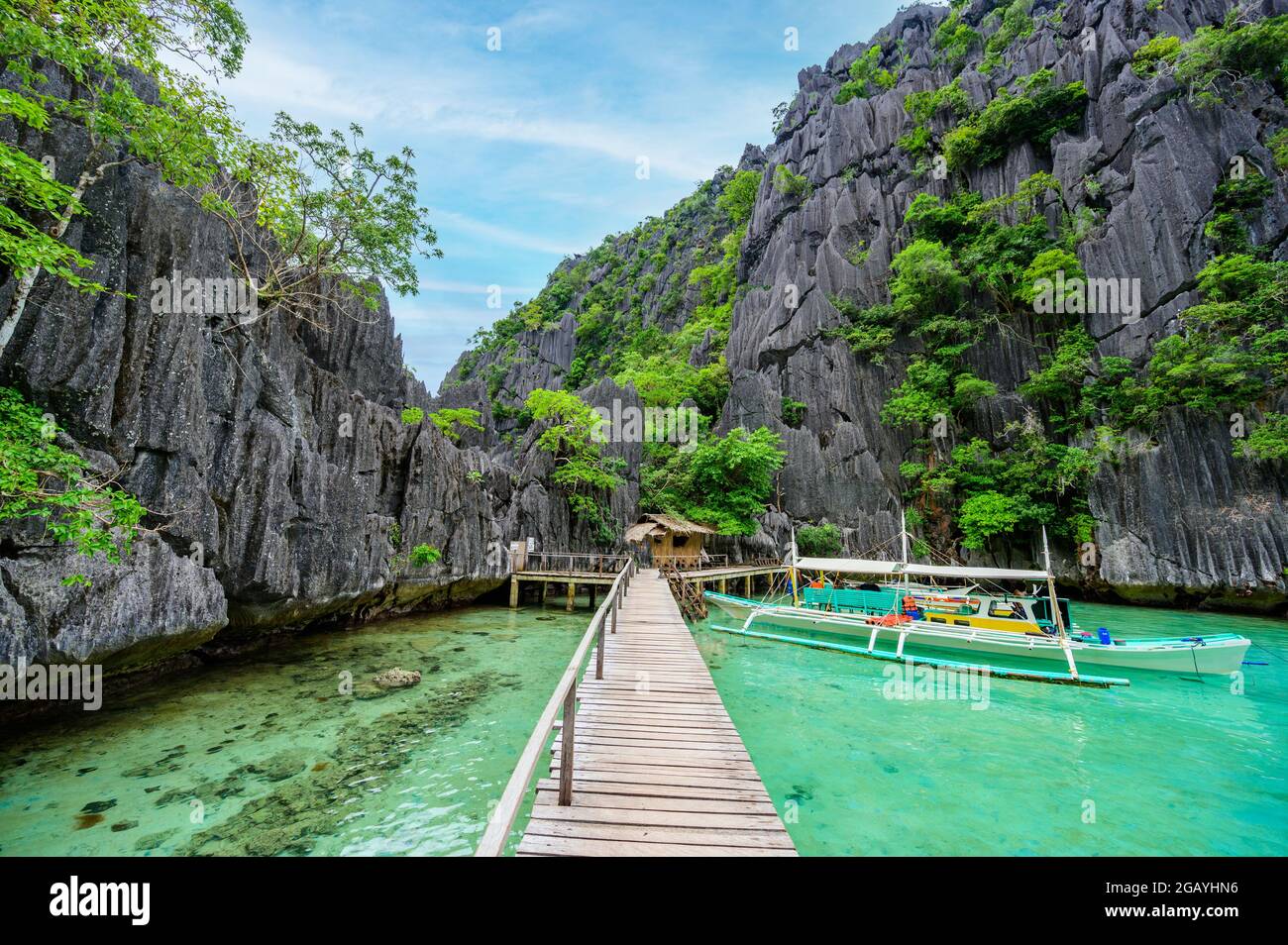 Barracuda Lake on paradise island, Coron, Palawan, Philippines - tropical travel destination Stock Photo