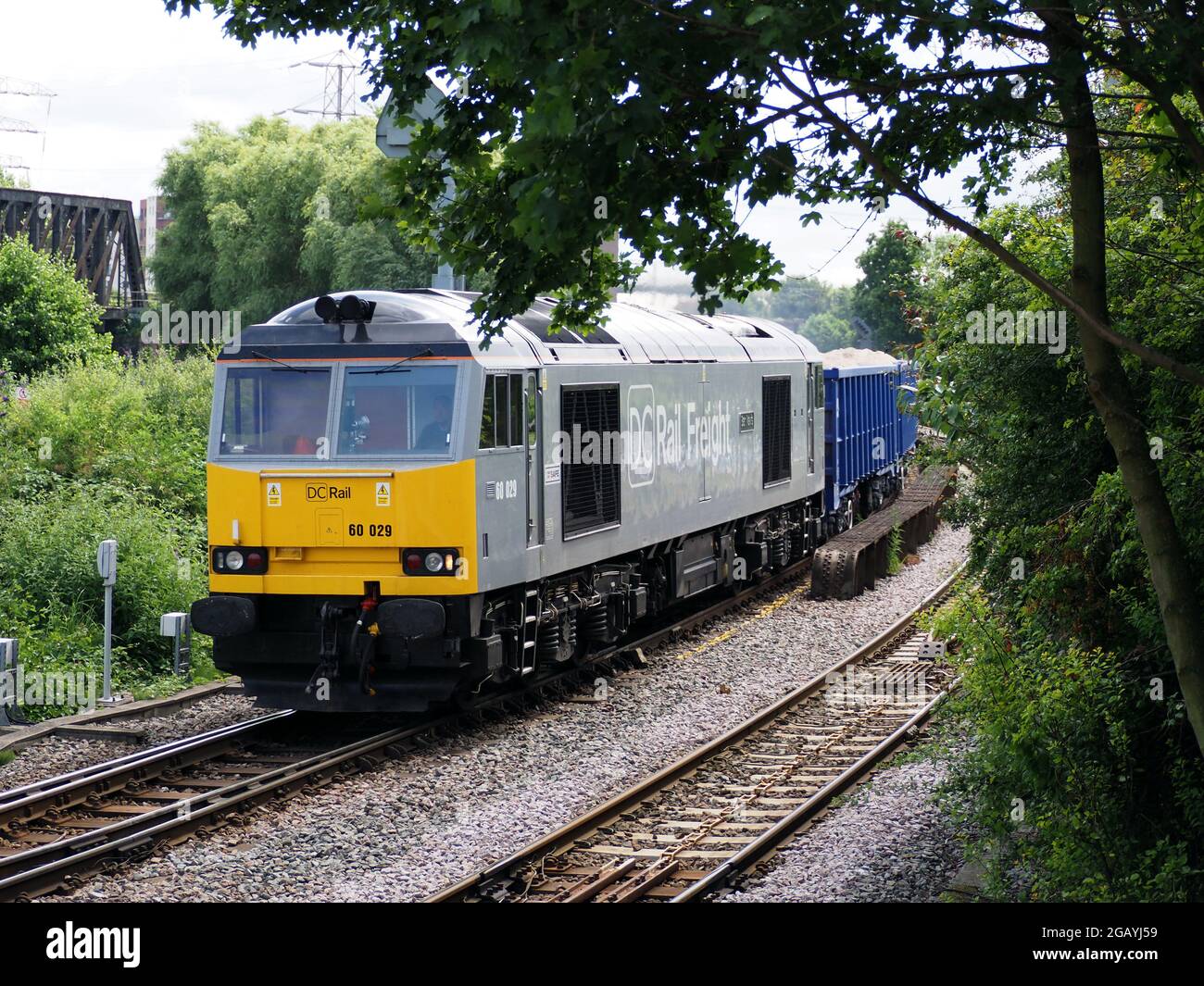 DC Rail Class 60 Heavy Freight Locomotive 60029 Ben Nevis approaches Peterborough on the Ely to Peterborough Line Stock Photo