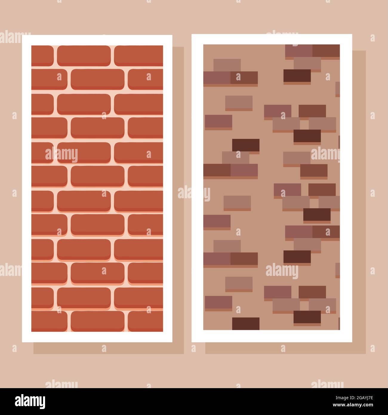 orange walls bricks structures icons Stock Vector