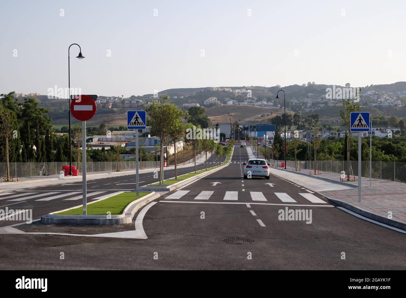 Avenida Miguel Hernandez, Mijas Costa, Malaga province, Andalusia, Spain. Stock Photo