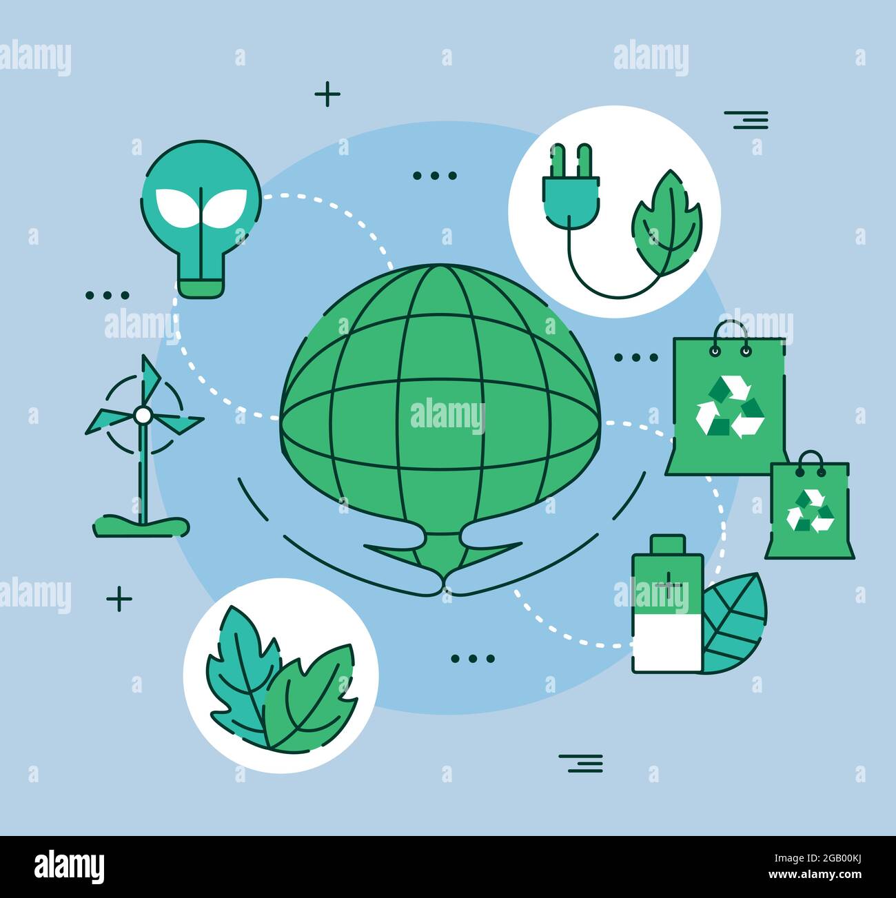 seven eco friendly set icons Stock Vector