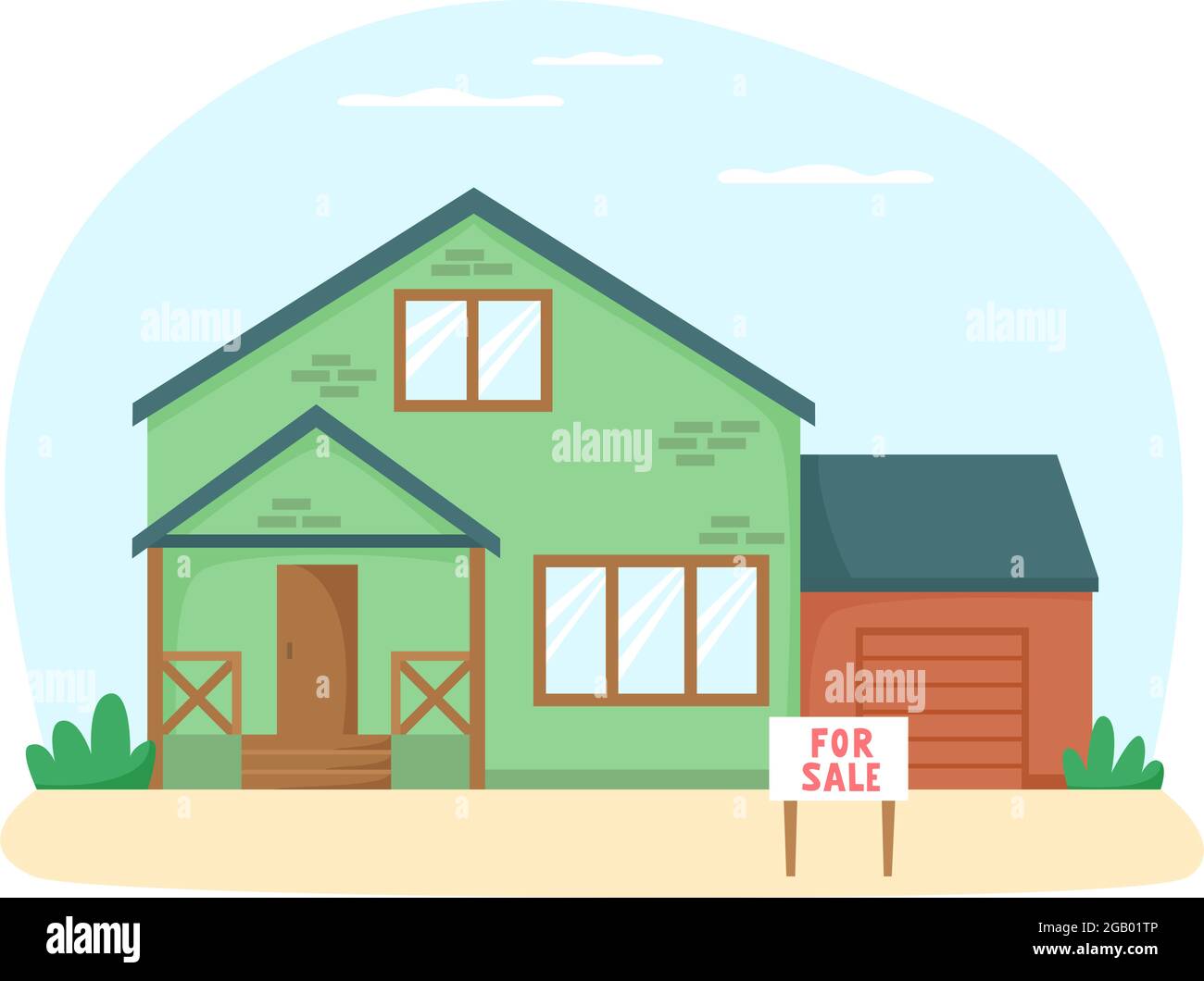 House for sale. Nice detached house with garage on sale. Flat style