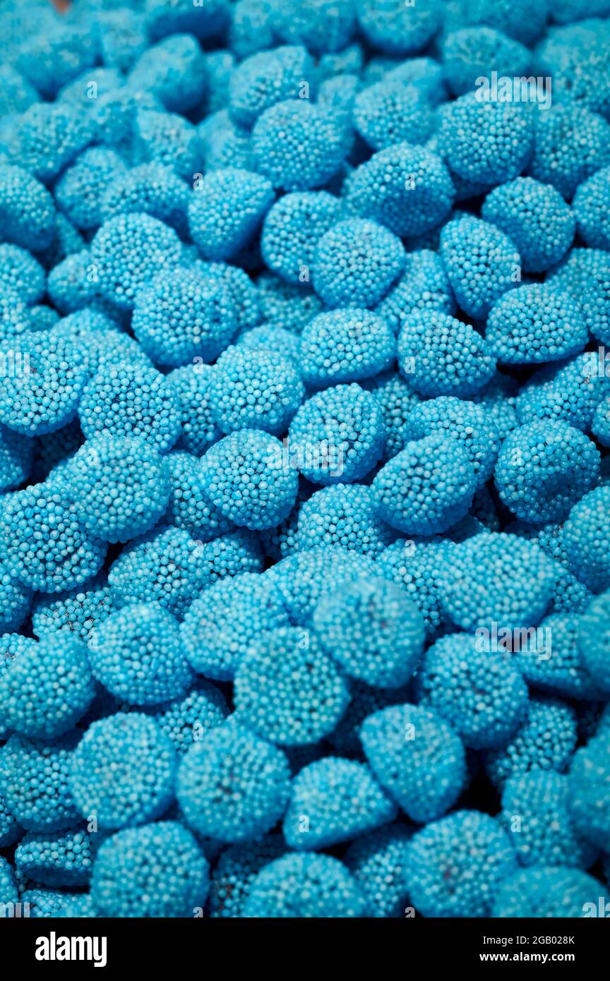 vertical photo of blue gummy bears Stock Photo