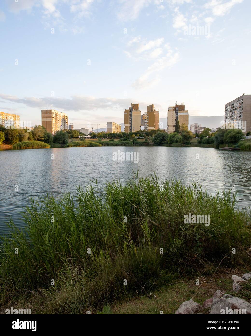 Springtime view of the residential district of Drujba in Sofia, Bulgaria  from the Drujba lake Stock Photo - Alamy