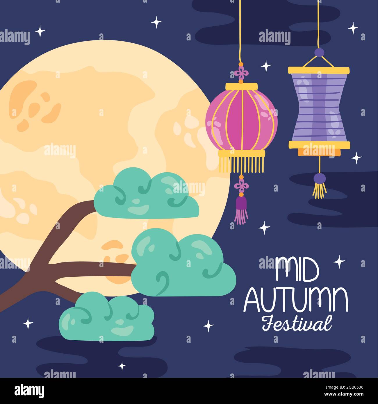 mid autumn festival night scene Stock Vector Image & Art - Alamy