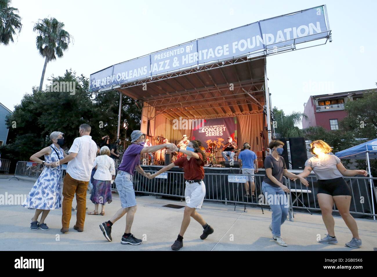 New Orleans, USA. 1st Aug, 2021. People enjoy dancing during Louisiana
