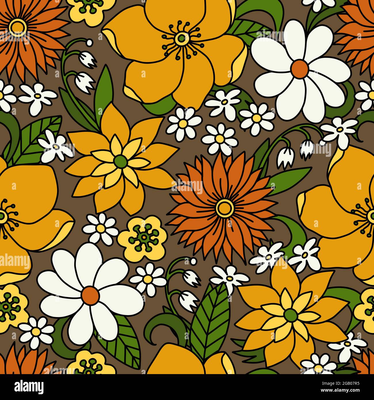 Vintage Flowers 60s/70s Stock Vector Image & Art - Alamy