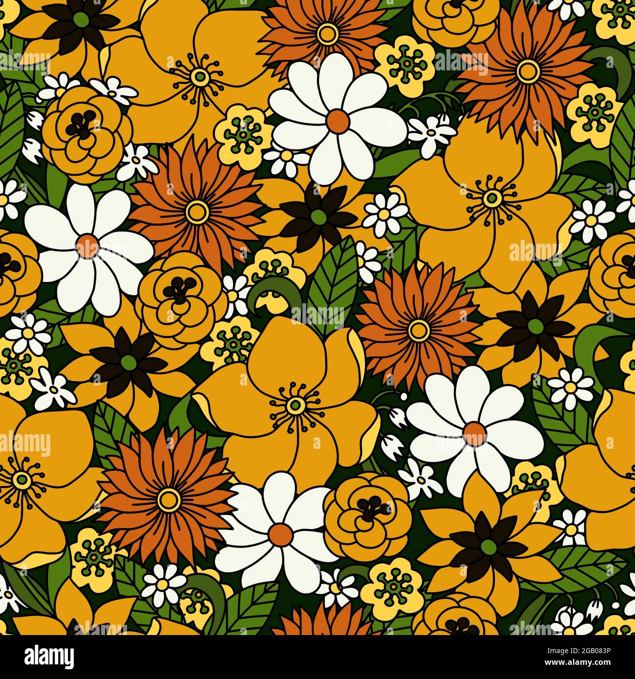 Seamless pattern with simple flowers. Floral print hippie 60s Stock Vector  Image & Art - Alamy